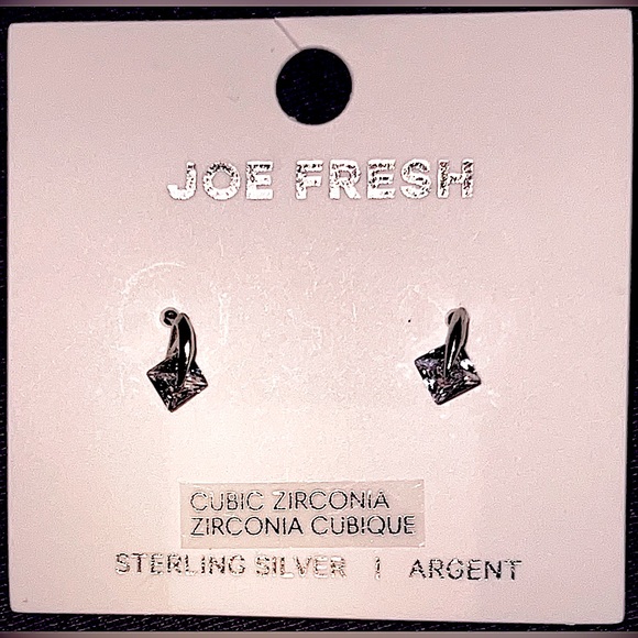 Sterling Silver with Cubic Zirconia earrings set (3x pairs = 2x studs 1x hoops) - Picture 4 of 7